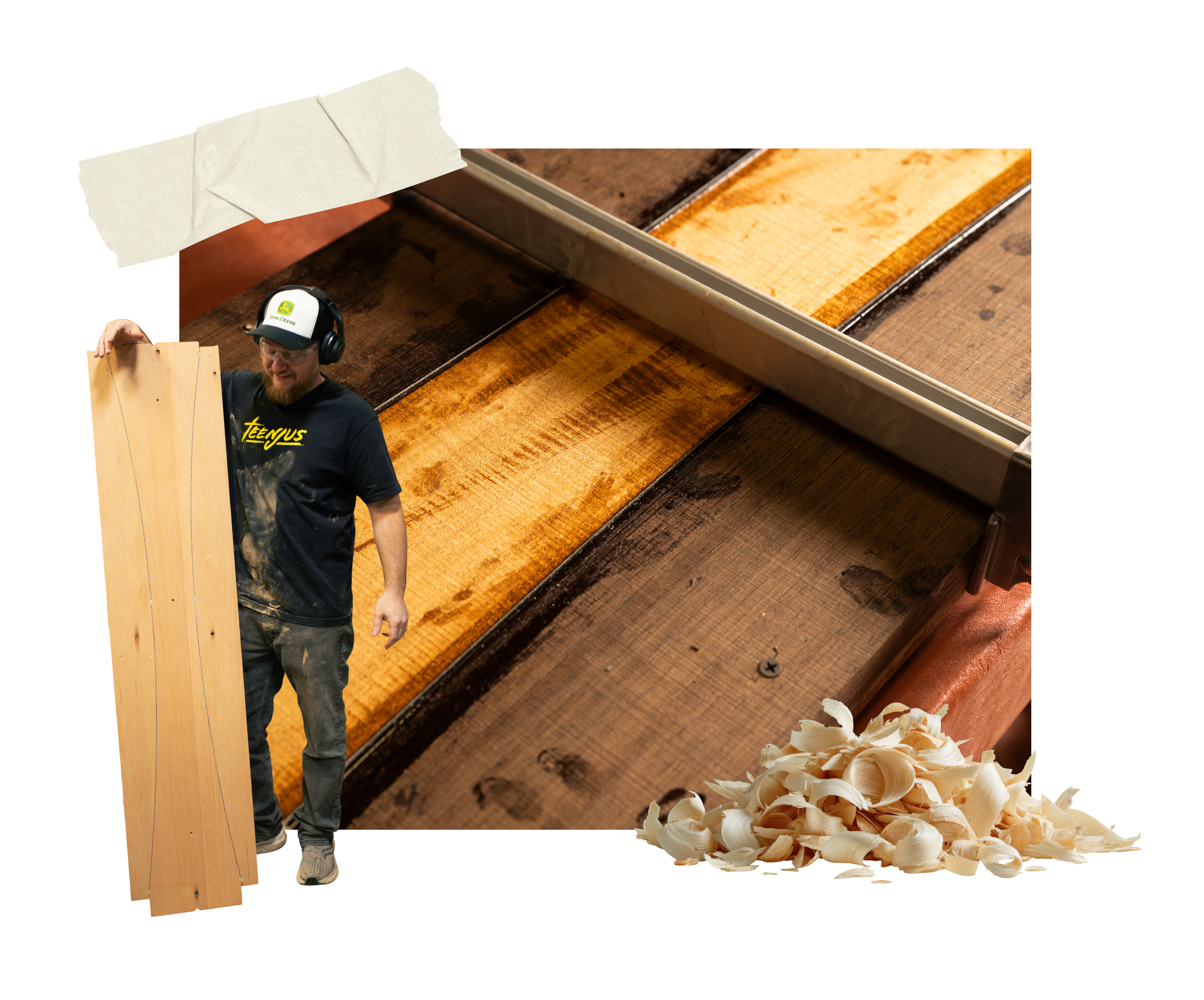 board in process, wood, collage